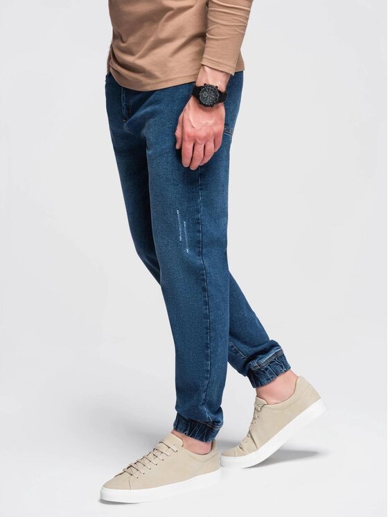Ombre Ombre Jeansy OM-PADJ-0265 Niebieski Jogger Fit