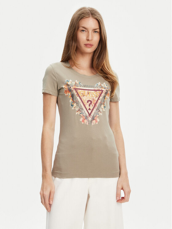 Guess T-Shirt W5YI08 J1314 Zielony Regular Fit