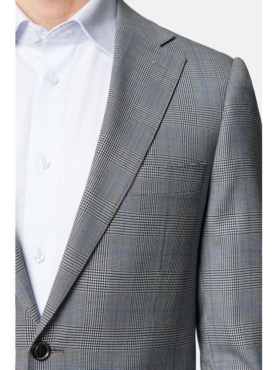 Lancerto Lancerto Garnitur Garnitur Szary w Kratę Wełniany Charleston GA073124000019 Szary Slim Fit