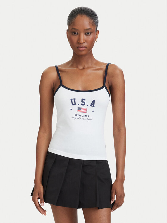 Guess Jeans Top W6YP20 K4202 Alb Slim Fit