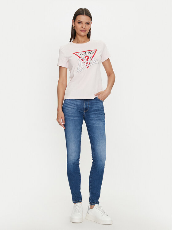 Guess Guess Marškinėliai Icon W4YI32 I3Z14 Rožinė Regular Fit