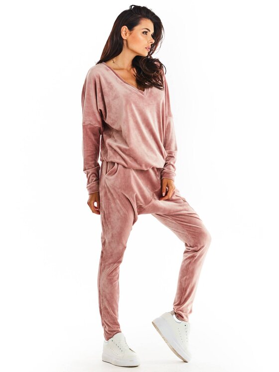 Awama Awama Dámské kalhoty A377 Růžová Basic Fit