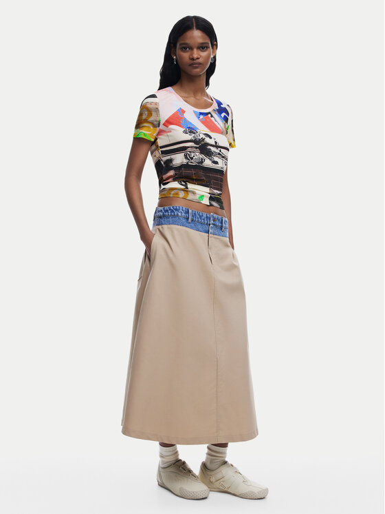 Desigual Desigual Majica Collage 25SWTK14 Pisana Regular Fit