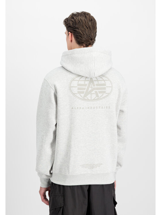 Alpha Industries Alpha Industries Bluza World Logo Backprint Hoodie Szary Loose Fit