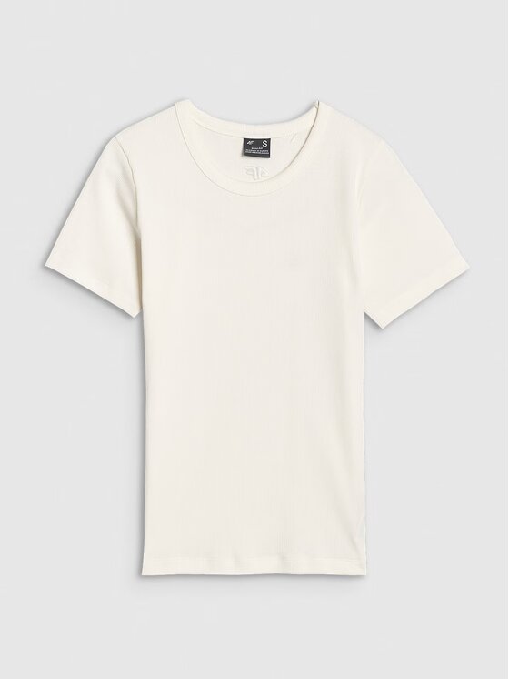 4F 4F Tričko 4FWSS25TTSHF1968-11S Biela Slim Fit