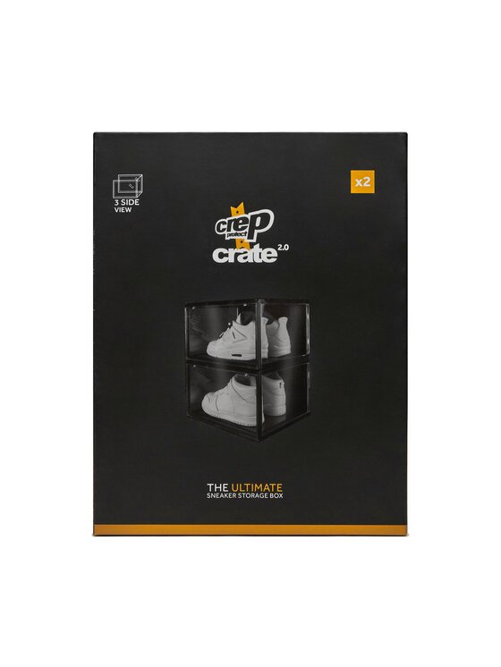 Crep Protect Stackable Sneaker Storage Crates - Drop Front Clear Door Shoe Box For Size Up To US13, Black
