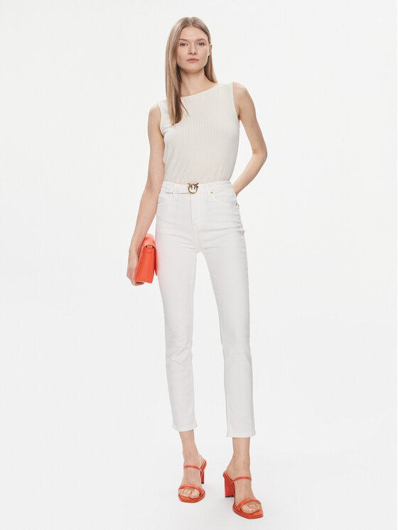 PINKO Pinko Traperice 100161 A1JM Écru Skinny Fit