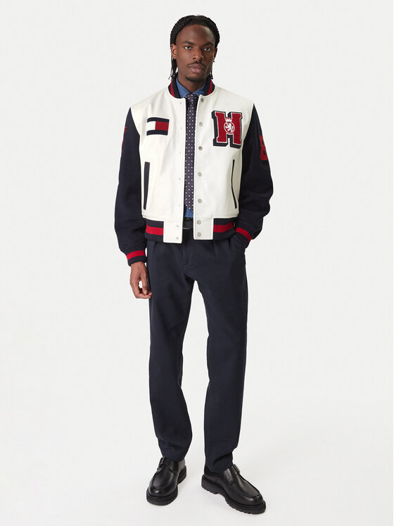 Tommy Hilfiger Tommy Hilfiger Bundy bomber Varsity MW0MW41866 Écru Regular Fit