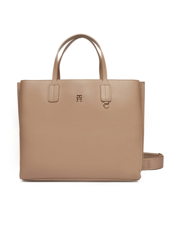 Geantă Tommy Hilfiger Th Distinct Satchel AW0AW17463 Bej