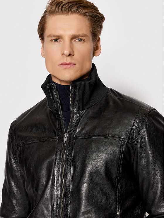 Serge Pariente Serge Pariente Odinė striukė Soul Juoda Regular Fit