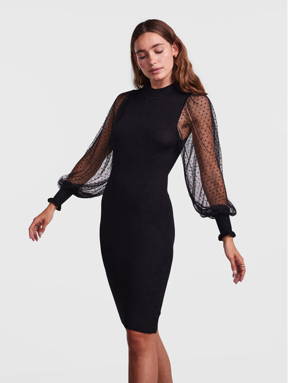 YAS YAS Strickkleid Melania 26028581 Schwarz Slim Fit