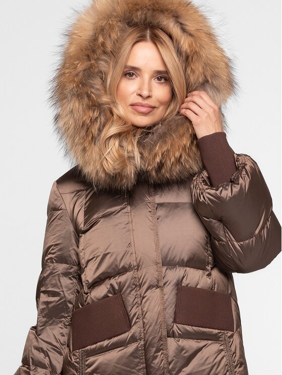 Perso Perso Kurtka damska BLH252519FR Brązowy Regular Fit