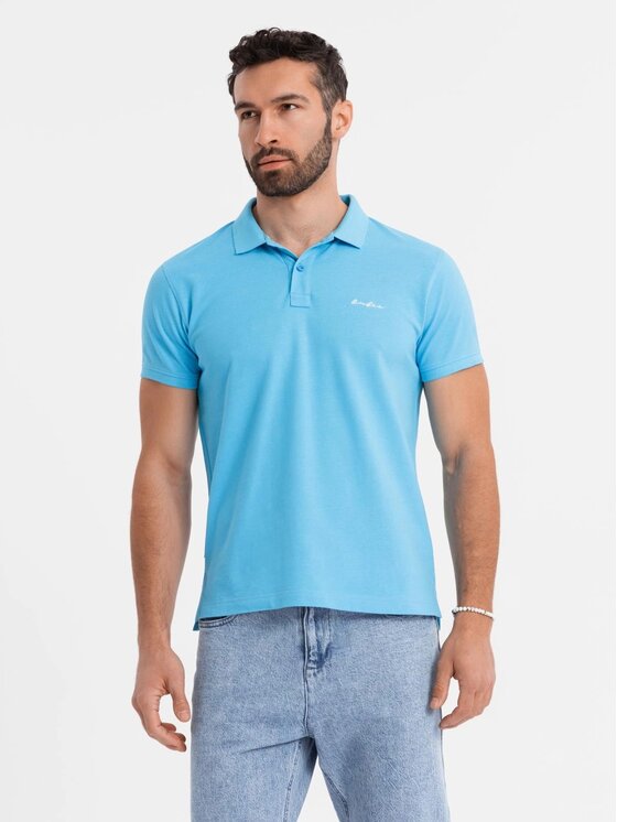 Ombre Ombre Polo OM-POSS-0103 Niebieski Regular Fit