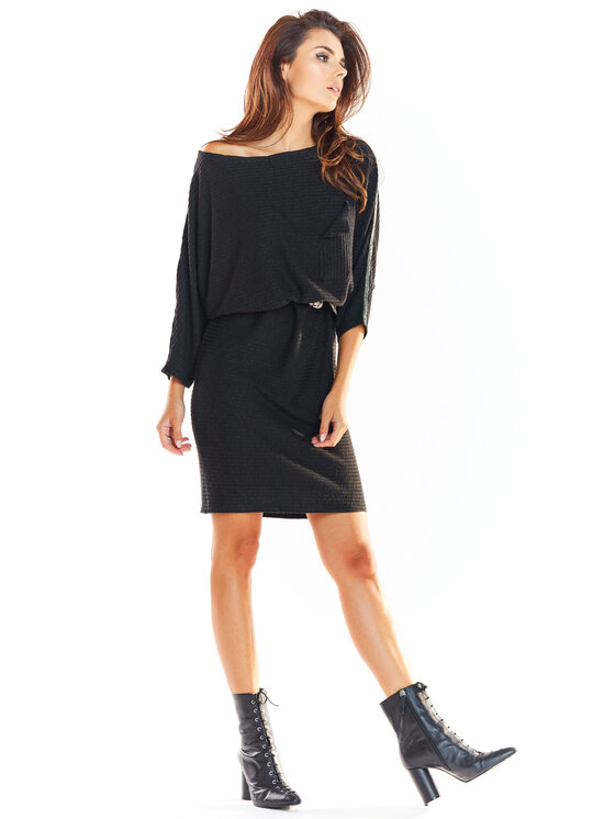 Awama Awama Vestito di maglia A325 Nero Basic Fit