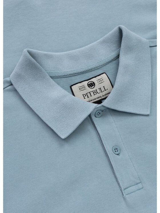PITBULL PITBULL T-Shirt Koszulka Polo Denim Washed Pique SMALL LOGO S Błękitny Regular Fit