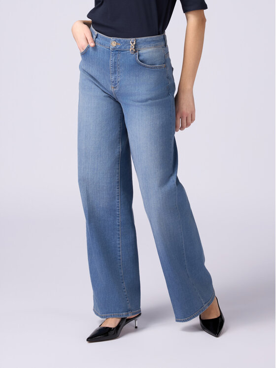 Oltre Oltre Jeansy P552R008406N004 Turkusowy Baggy Fit