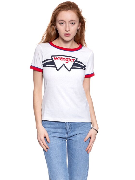 Wrangler Wrangler T-Shirt RINGER TEE Biały Regular Fit