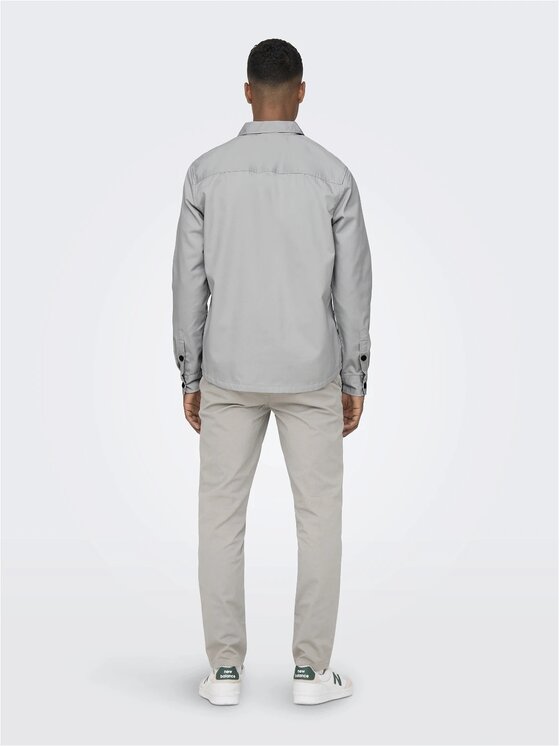 Only & Sons Only & Sons Camicia ONSMILO OVR MERCERIZED TWILL LS SHIRT Grigio Regular Fit