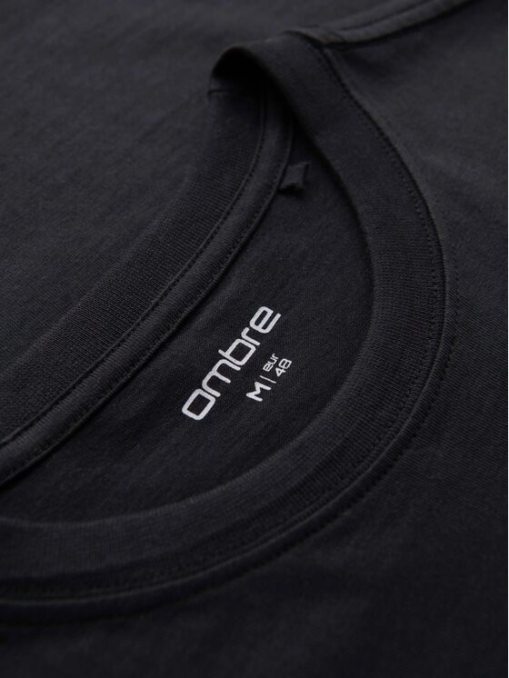 Ombre Ombre T-Shirt OM-TSPT-0231 Czarny Regular Fit