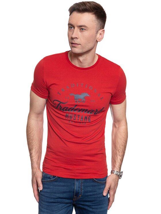 Mustang Mustang T-shirt AARON C PRINT Rosso Slim Fit