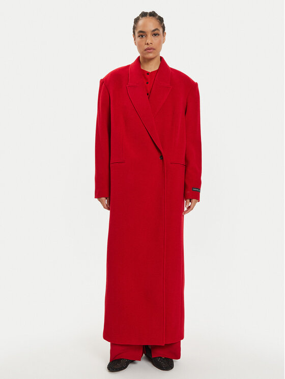 Manteau rouge laine hot sale