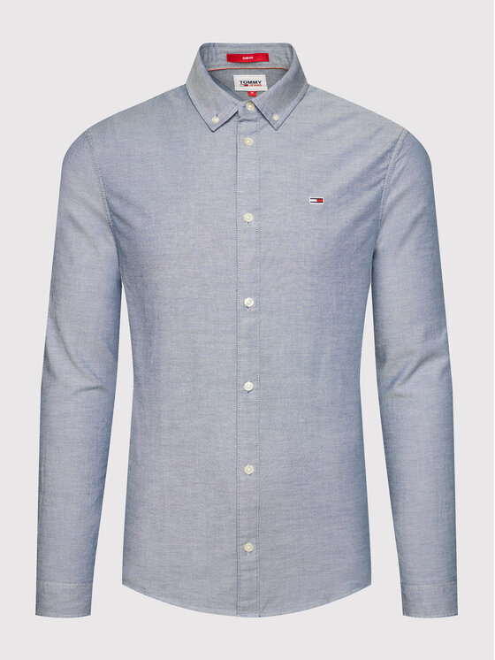 Tommy Jeans Camicia Oxford DM0DM09594 Blu Slim Fit, taglia : L