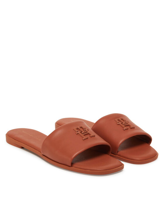 Tommy Hilfiger Tommy Hilfiger Natikači Th Logo Hardware Leather Mule FW0FW08806 Rjava