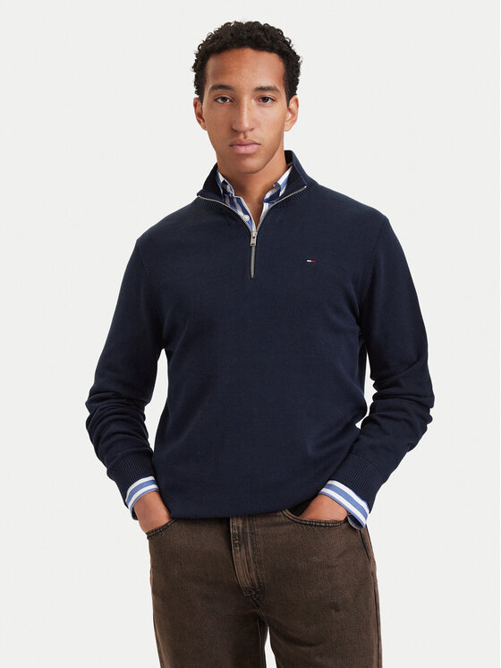 Tommy Jeans Tommy Jeans Пуловер DM0DM21654 Тъмносин Slim Fit