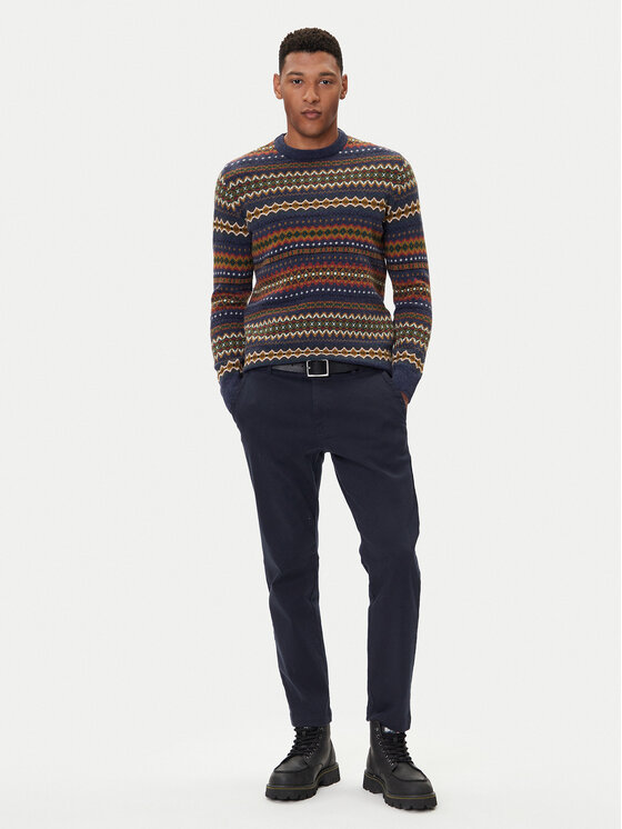 Barbour Barbour Sweter Case Fair MKN1027NY72 Granatowy Regular Fit