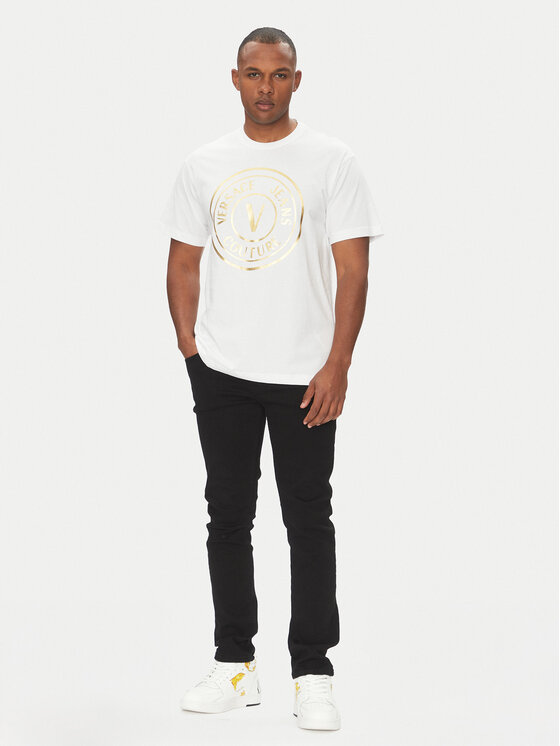 Versace Jeans Couture Versace Jeans Couture T-Shirt 78GAHT01 Biały Regular Fit