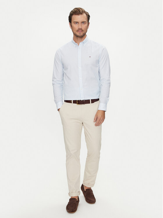 Tommy Hilfiger Tommy Hilfiger Särk Micro Foulard MW0MW35813 Sinine Slim Fit