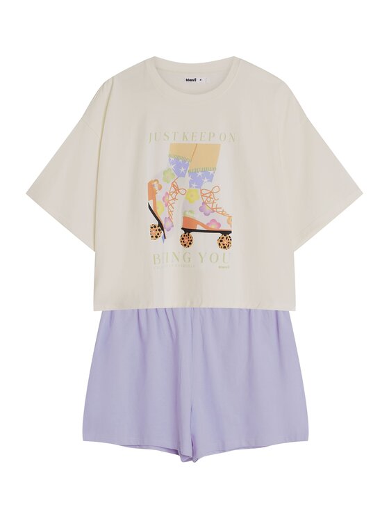 Esotiq Esotiq Piżama 43071 Beżowy Loose Fit