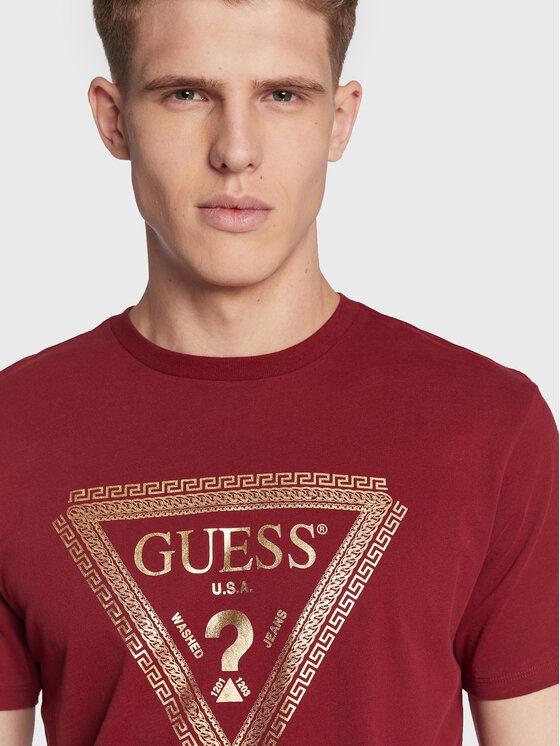 Guess Guess Majica M3RI68 KBDK0 Bordo rdeča Slim Fit