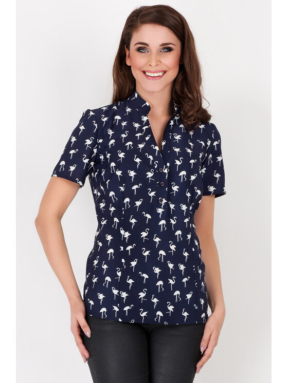 Awama Awama Koszula A089 Granatowy Basic Fit