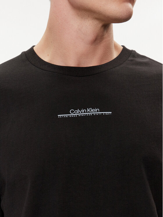 Calvin Klein Calvin Klein T-krekls Linear Back Logo K10K112486 Melns Regular Fit
