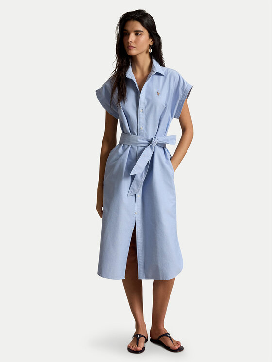 Polo Ralph Lauren Polo Ralph Lauren Košilové šaty 211A12907001 Světle modrá Regular Fit