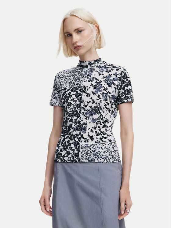 Desigual Blúzka Patchy 24WWTK99 Čierna Slim Fit