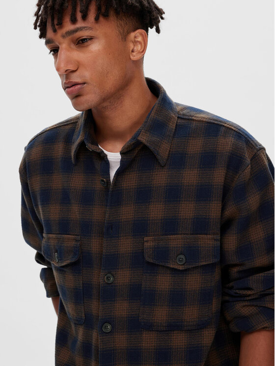 Selected Homme Selected Homme Риза 16090168 Кафяв Loose Fit