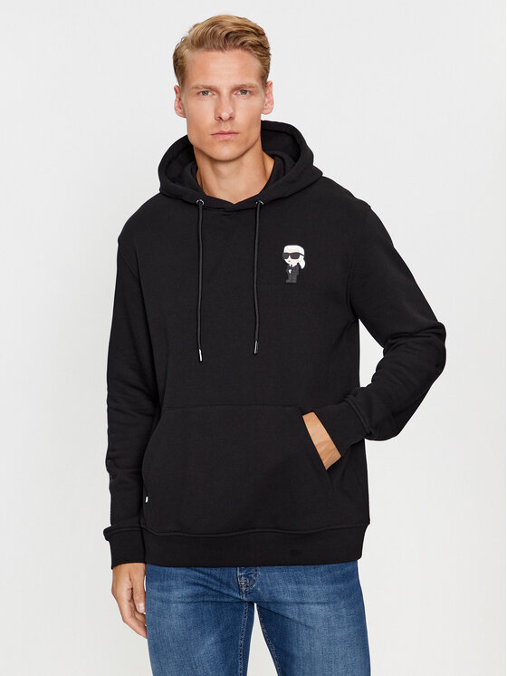 KARL LAGERFELD KARL LAGERFELD Džemperis ar kapuci 705031 534910 Melns Regular Fit