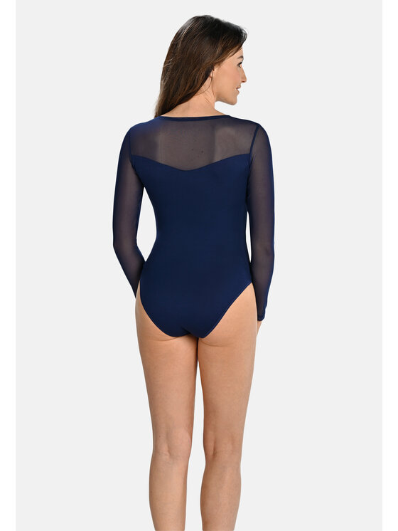 Teyli Teyli Body damskie z siateczką Willow Niebieski Regular Fit