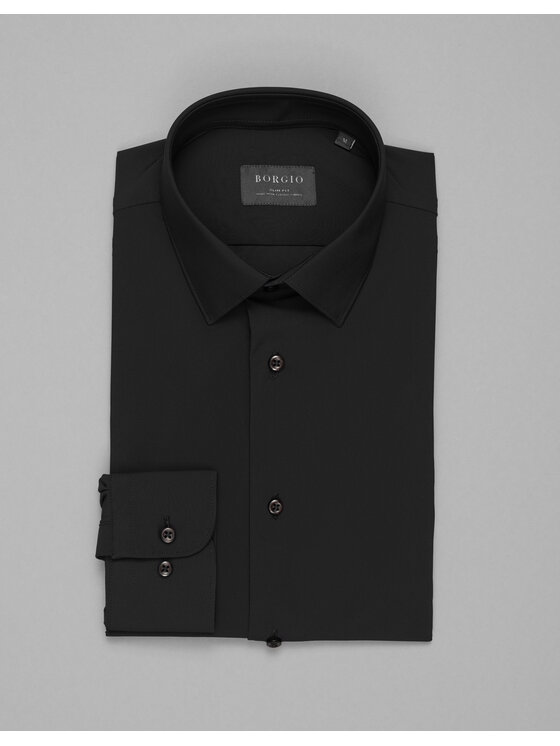 Borgio Borgio Koszula ateleta 00507 Czarny Slim Fit