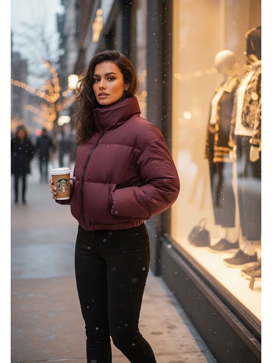 FIGL FIGL Vatovaná bunda M1232 Bordová Regular Fit