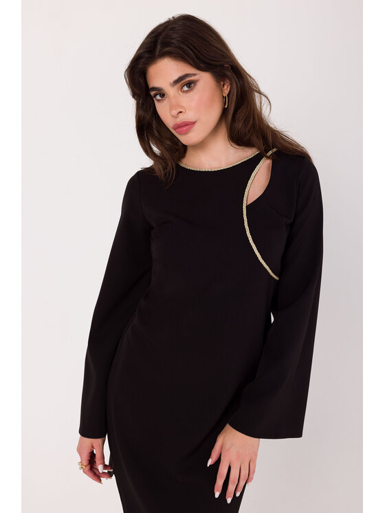 Makover Makover Sukienka codzienna K181 Czarny Modern Fit