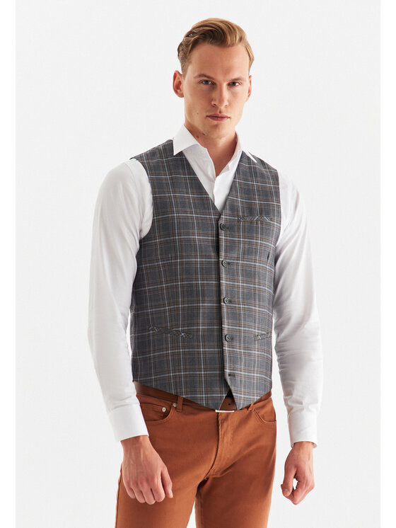 Pako Lorente Pako Lorente Kamizelka P22SF-8X-007 Szary Slim Fit