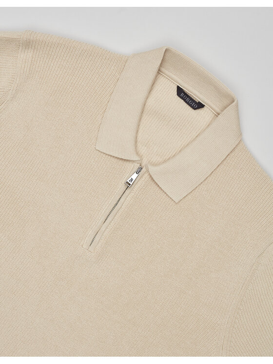 Borgio Borgio Polo crespino Beżowy jasny Classic Fit