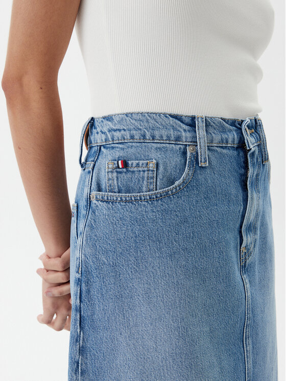Tommy Hilfiger Tommy Hilfiger Džínsová sukňa WW0WW45501 Modrá Regular Fit