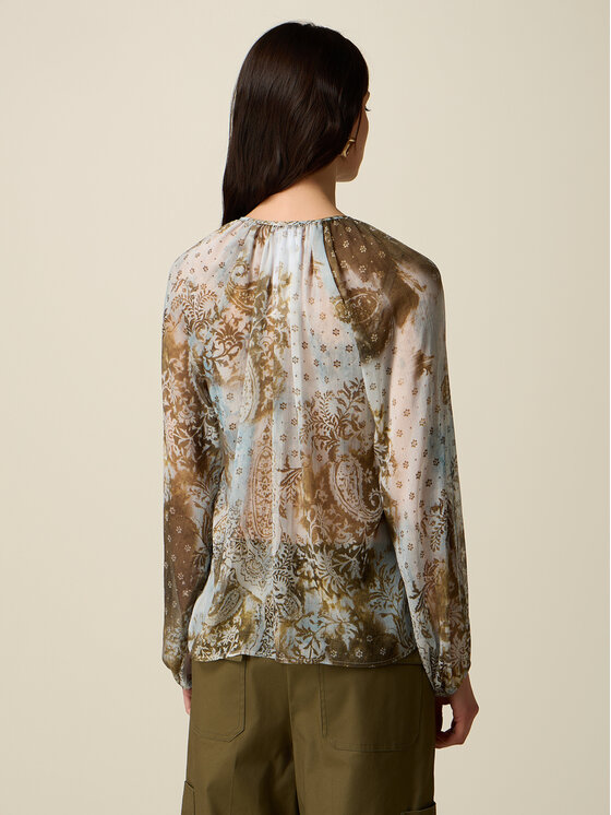 Oltre Oltre Bluzka 2076J000852N0S5 Brązowy Regular Fit