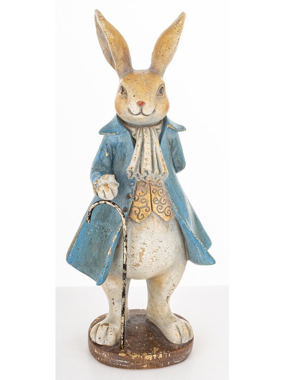 MIAhome MIAhome Figurka królik w płaszczu Niebieski