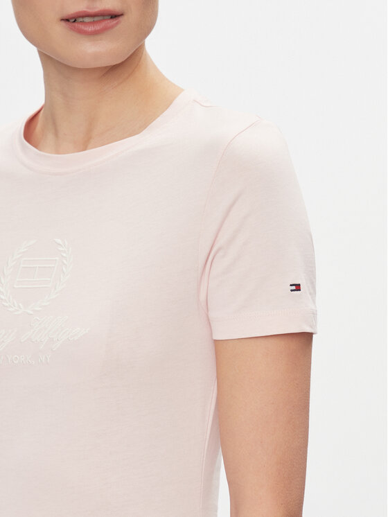 Tommy Hilfiger Tommy Hilfiger T-Shirt Flag Script WW0WW41761 Rosa Slim Fit