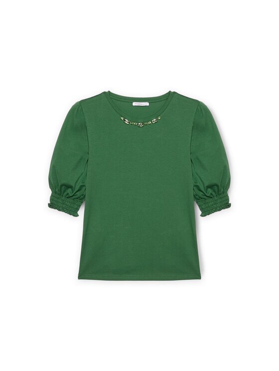Motivi Motivi Bluzka G011W003500N025 Zielony Regular Fit